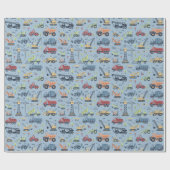 Kleurrijke bouw vrachtwagen Verjaardag wikkel papi Cadeaupapier (Vlak)