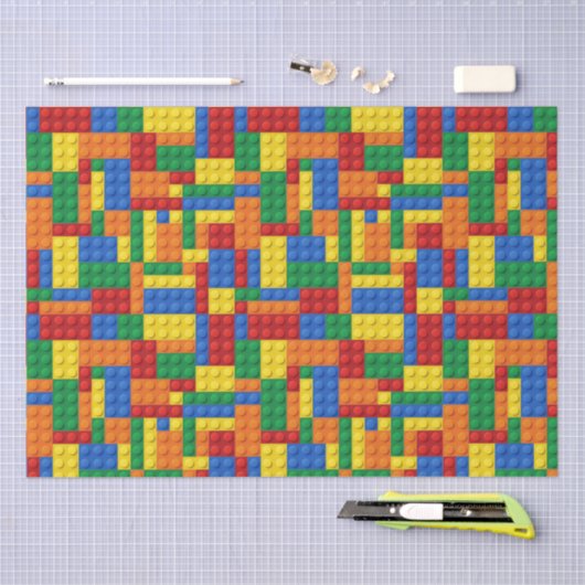 Kleurrijke bouwstenen blokken | Aangepast Tissuepapier (Craft)