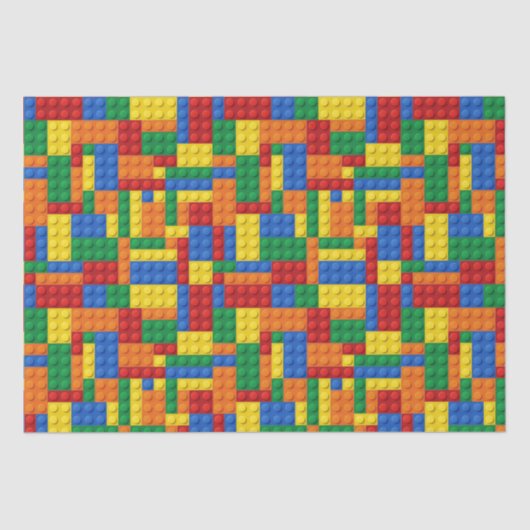 Kleurrijke bouwstenen blokken | Aangepast Tissuepapier (Voorkant)