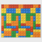 Kleurrijke bouwstenen cadeaupapier (Vlak)
