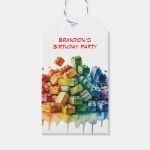 Kleurrijke bouwstenen Explosie Verjaardagsfeest Cadeaulabel