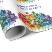 Kleurrijke bouwstenen Explosie Verjaardagsfeest Cadeaupapier (Rol Hoek)