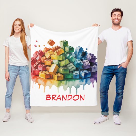 Kleurrijke bouwstenen Explosie Verjaardagsfeest Fleece Deken (In situ)