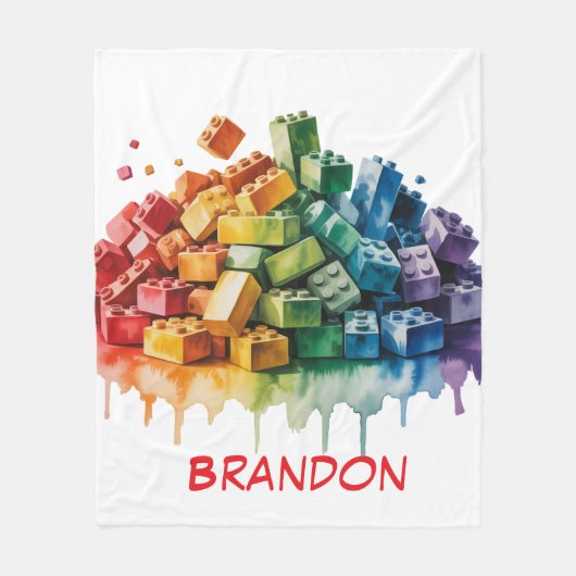 Kleurrijke bouwstenen Explosie Verjaardagsfeest Fleece Deken (Voorkant)