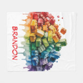 Kleurrijke bouwstenen Explosie Verjaardagsfeest Fleece Deken (Voorkant (Horizontaal))