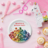 Kleurrijke bouwstenen Explosie Verjaardagsfeest Papieren Bordje (Feest)