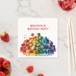 Kleurrijke bouwstenen Explosie Verjaardagsfeest Servet