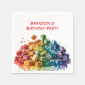Kleurrijke bouwstenen Explosie Verjaardagsfeest Servet (Voorkant)