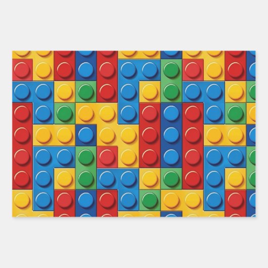 Kleurrijke bouwstenen inpakpapier vel (Voorkant 3)