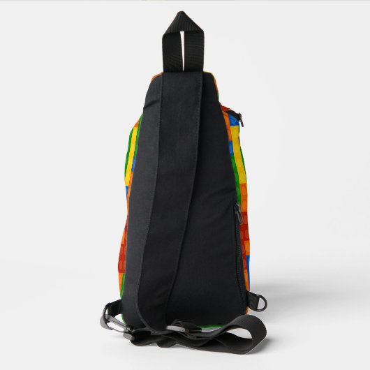 Kleurrijke bouwstenen Kinder gepersonaliseerde Sling Bag (Achterkant)
