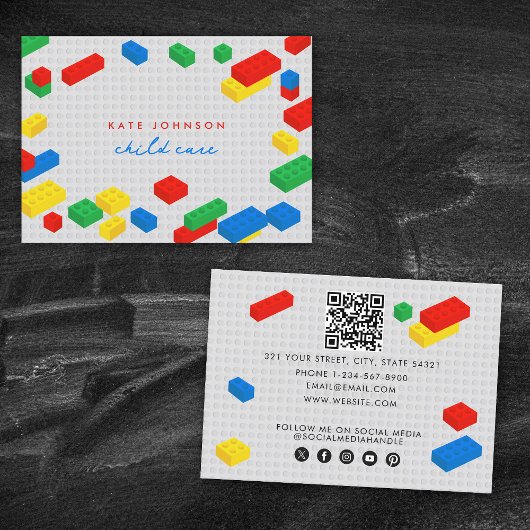 Kleurrijke bouwstenen Kinderopvang QR Code Visitekaartje