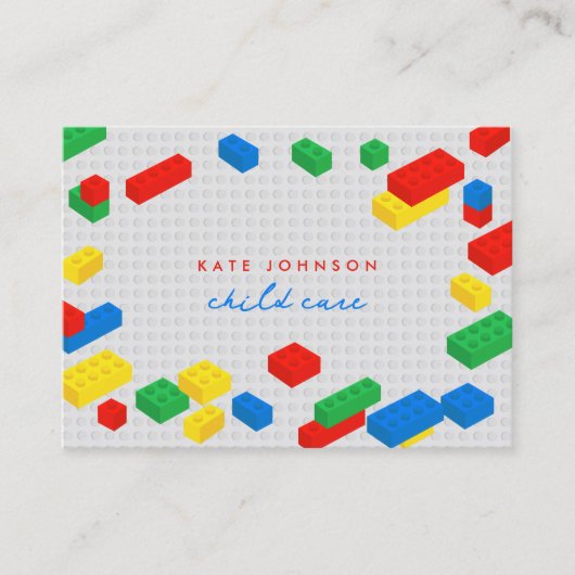 Kleurrijke bouwstenen Kinderopvang QR Code Visitekaartje (Voorkant)