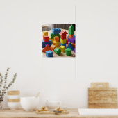 Kleurrijke bouwstenen poster (Keuken)
