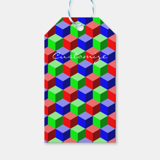 Kleurrijke bouwstenen Thunder_Cove 3-D Cadeaulabel (Voorkant)