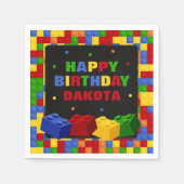 Kleurrijke Bouwstenen Verjaardag Jongen Papier Ser Servet (Voorkant)