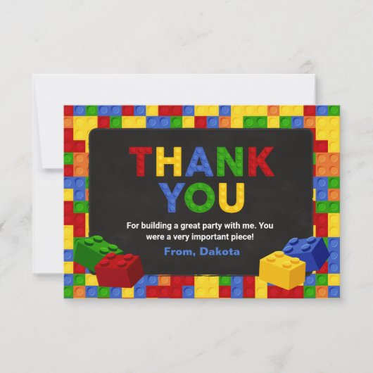 Kleurrijke bouwstenen Verjaardagsjongen Bedankkaart (Voorkant)