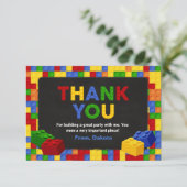 Kleurrijke bouwstenen Verjaardagsjongen Bedankkaart (Staand voorkant)