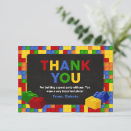 Kleurrijke Bouwstenen Verjaardagsjongen Bedankkaart