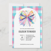 Kleurrijke Bow Baby shower Kaart (Voorkant)