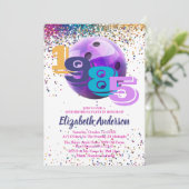 Kleurrijke Bowling 1985 40ste Verjaardag Party Cus Kaart (Staand voorkant)