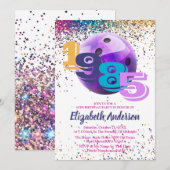 Kleurrijke Bowling 1985 40ste Verjaardag Party Cus Kaart (Voorkant / Achterkant)