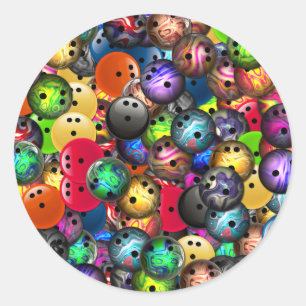 Kleurrijke Bowling Balls Collage Ronde Sticker