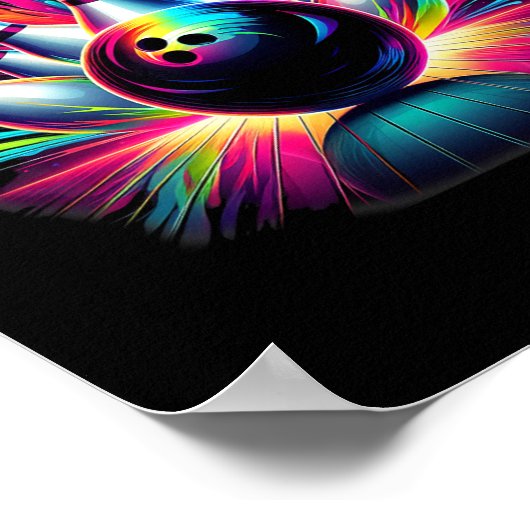 Kleurrijke Bowling Game Day Bowling Schattige Vibr Poster (Hoek)