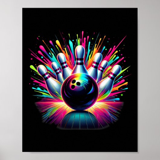 Kleurrijke Bowling Game Day Bowling Schattige Vibr Poster (Voorkant)