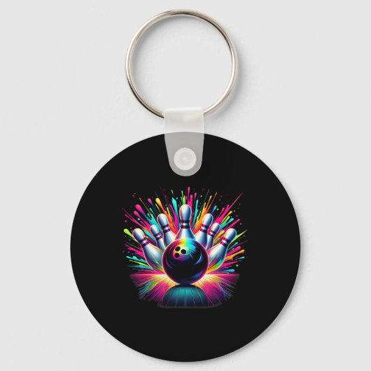 Kleurrijke Bowling Game Day Bowling Schattige Vibr Sleutelhanger (Voorkant)