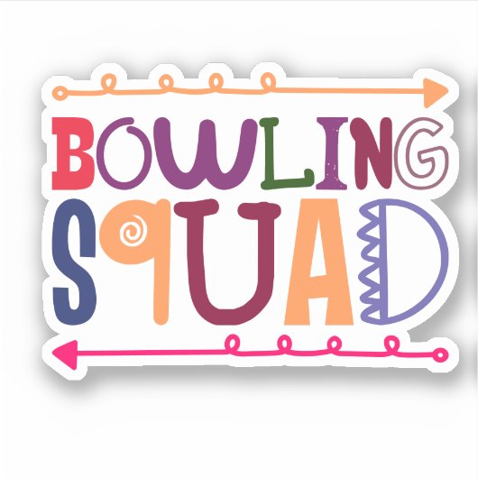 Kleurrijke Bowling Squad Contour Custom-Cut Sticker (Voorkant)