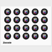 Kleurrijke bowlingkunst ronde sticker (Vel)