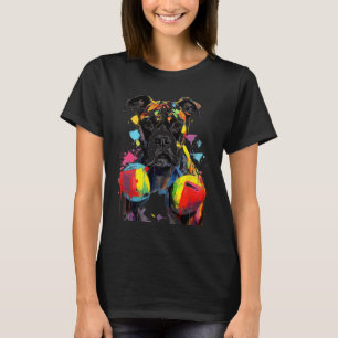 Kleurrijke Boxerhond met Bokshandschoenen Mannen V T-shirt