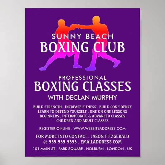 Kleurrijke Boxing Match, Boxing Class Advertentie Poster (Voorkant)