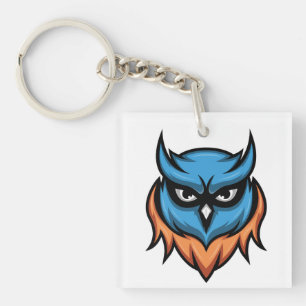 Kleurrijke Boze Uil Sleutelhanger