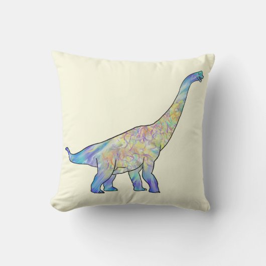 Kleurrijke Brachiosaurus Prehistorische Dinosaur K Kussen (Voorkant)