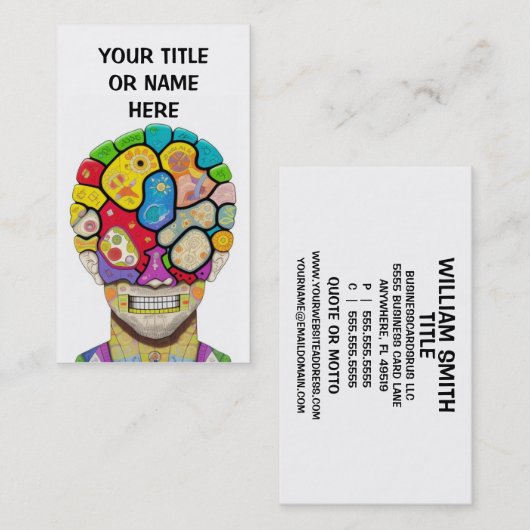 Kleurrijke Brain Puzzel Stukken Visitekaartje (Voorkant / Achterkant)