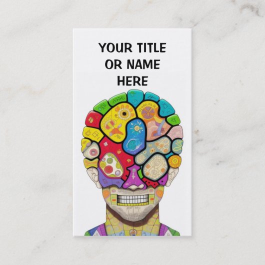Kleurrijke Brain Puzzel Stukken Visitekaartje (Voorkant)