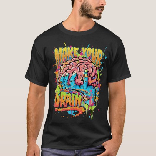 Kleurrijke Brain Street Art T-shirt (Voorkant)