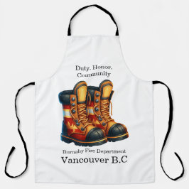 Kleurrijke brandweerlaarzen klaargemaakt voor acti schort