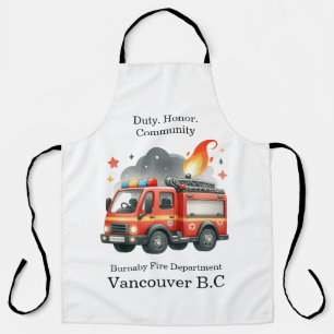 Kleurrijke brandweerwagen racet door vlammen schort