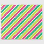 Kleurrijke brede strepen Modern Christmas Green Re Cadeaupapier (Vlak)