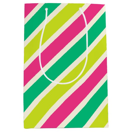 Kleurrijke brede strepen Moderne Maximalistische K Medium Cadeauzakje (Voorkant)