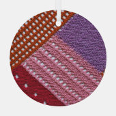 Kleurrijke brei: Abstracte patchwork textuur. Glas Ornament (Achterkant)