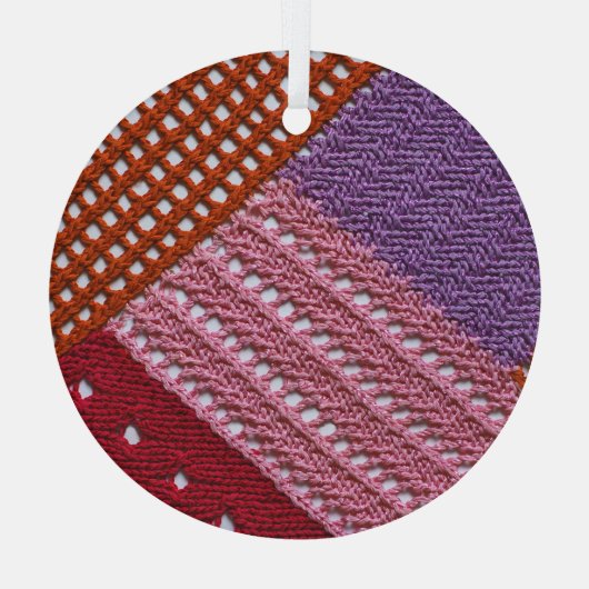 Kleurrijke brei: Abstracte patchwork textuur. Glas Ornament (Achterkant)