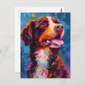 Kleurrijke Bretagne hond Briefkaart (Voorkant / Achterkant)