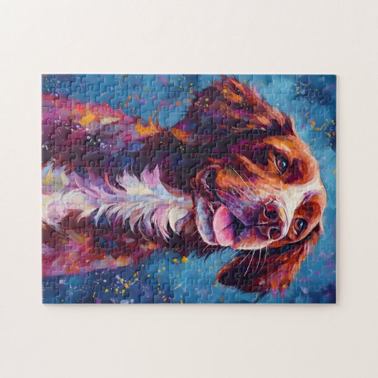 Kleurrijke Bretagne hond Legpuzzel (Horizontaal)