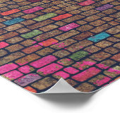Kleurrijke Brick Wall textuur Poster (Hoek)