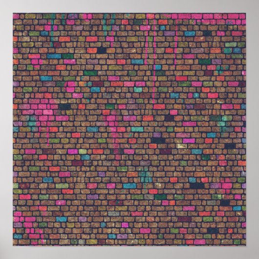 Kleurrijke Brick Wall textuur Poster (Voorkant)
