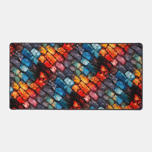 Kleurrijke bricks bureaumat (Voorkant)