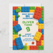 Kleurrijke Bricks Verjaardag – Fun Party Kaart (Voorkant)